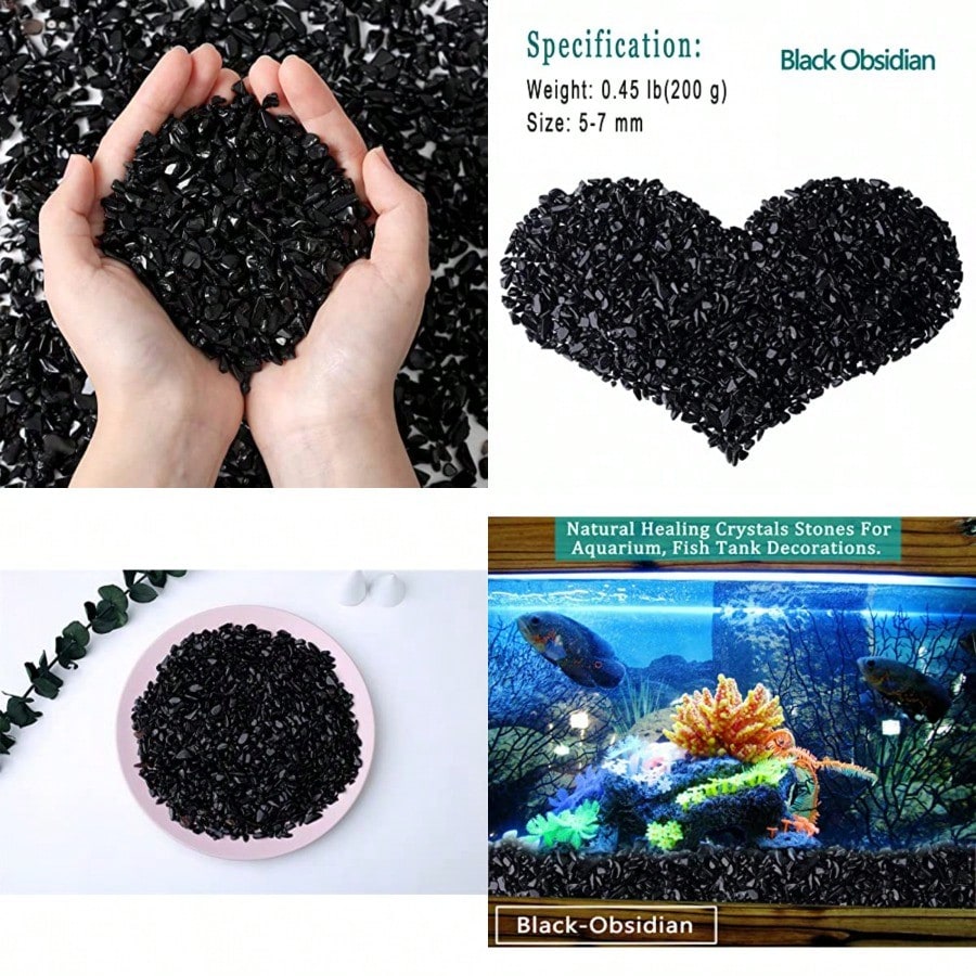 Natural Black Obsidian Crystal - огляд і ціна Planted Aquarium With Gravel