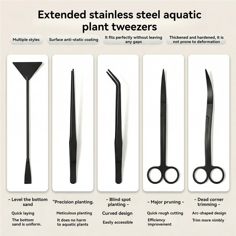 IALJ-Long Black Stainless Stee - огляд і ціна Planted Aquarium With Sand